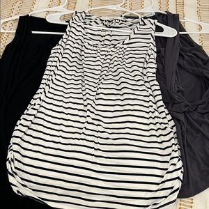 Nursing Tops- Striped Black and White, Grey and Black Sleeveless Top